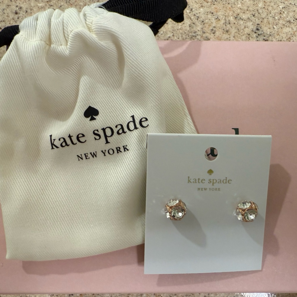 Kate Spade Crystal Gold Stud Earrings